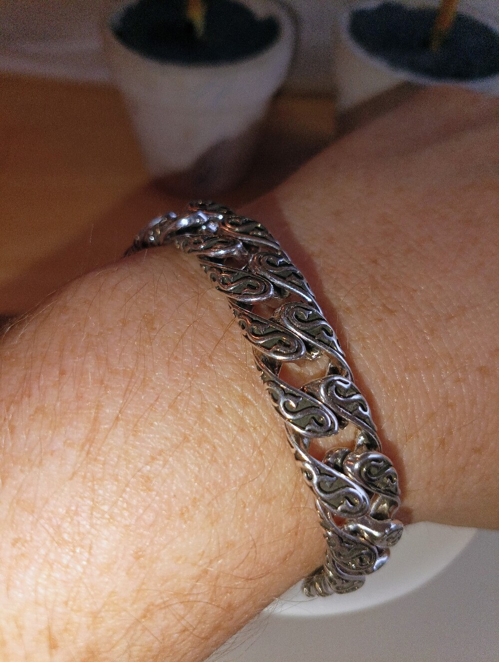S925 Sterling Silver Filigree Scroll Bracelet